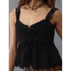 American Eagle Smocked Front Babydoll Tank, Adjustable Button Straps. Med, New